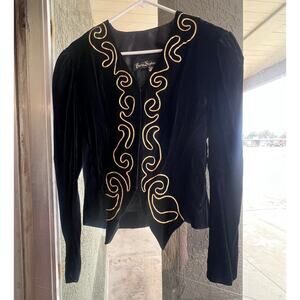 Vintage Barrie Stephens black velvet bolero jacket size small
